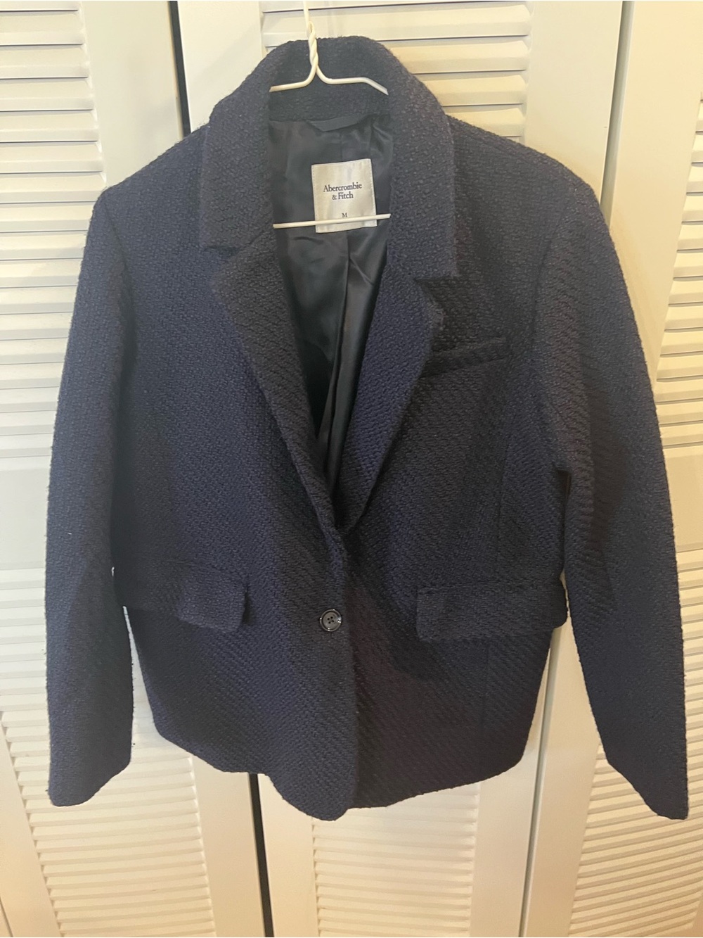 Women's Classic Tweed Navy Blue Blazer by Abercrombie & Fitch Size Medium